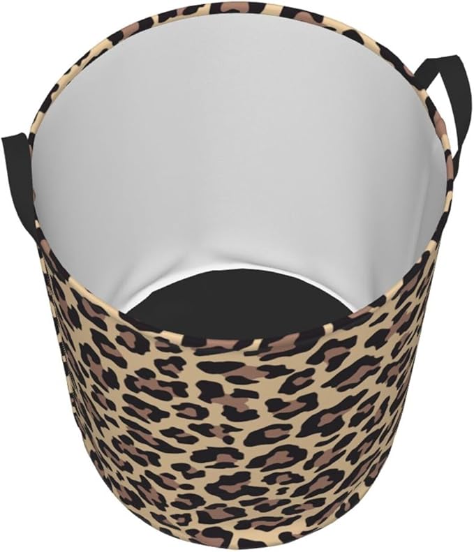 Leopard Print Animal Cheetah Round Laundry Hamper Storage Basket Toys Clothes Organizer Bin For Home Bathroom Bedroom Dorm Nursery, 62l