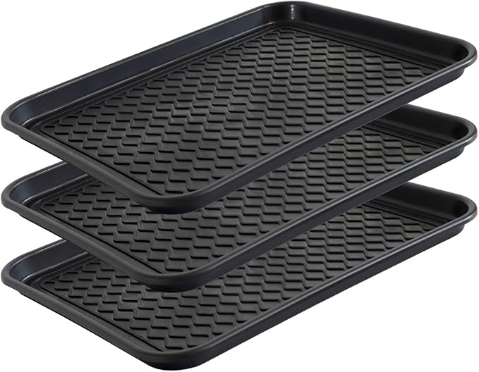 Boot Tray for Entryway, 3 Pack Waterproof Shoe Trays for Indoor Outdoor Use 20"x15" Durable Shoe Mat with Raised Edge, Non-Slip Tray for Boots, Pets, Garden & Muddy Shoes