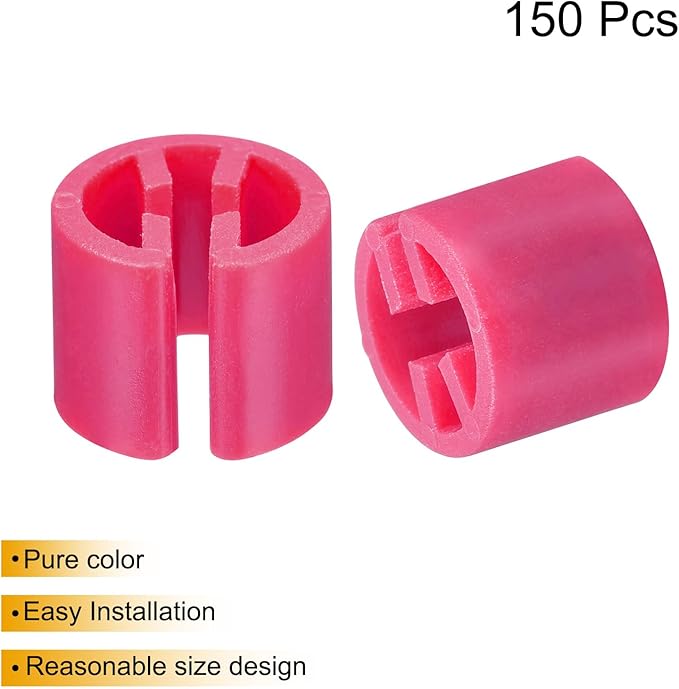uxcell 150pcs Clothes Hanger Markers Blank Tags, Fit 3.5mm Rod Garment Size Hanger Clips Garment Color Coding Label for Clothing Hangers, Rose Red