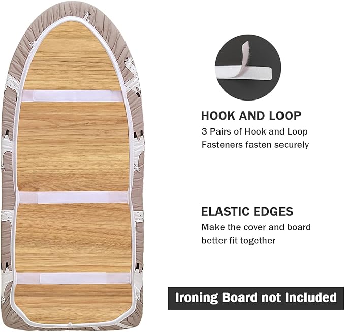 12" x 32" Small Tabletop Ironing Board Cover and Pad,3 Pairs of Hook and Loop Fastener Straps,Elastic Edges,Cotton Mini Iron Board Cover with Scorch Resistant Thick Padding