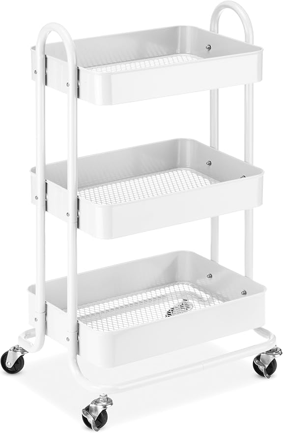 Whitmor 3-Tier Metal Cart, White