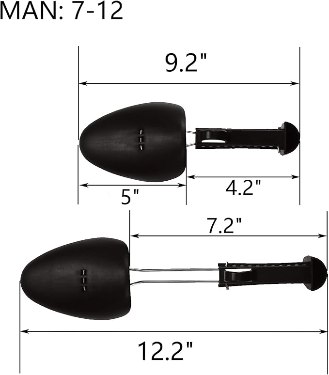 WAJJ 2 Pairs Plastic Shoe Tree Stretcher Shaper for Men Adjustable Length Shoes Holder Shaper Support(Black Men)