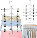 5 Tier Metal Skirt Hangers for Women, Pants Hanger Space Saving with Non Slip Adjustable Clips,Durable Heavy Duty Trouser Hangers for Jeans, Slacks, Shorts - 2 Pack
