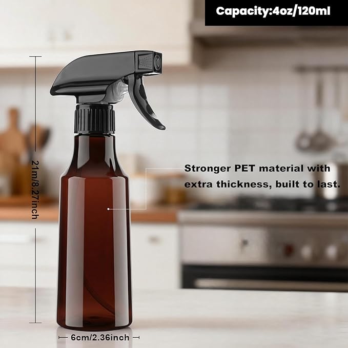 Spray Bottles 12oz/350ml Empty Spray Bottle for Hair Plastic Mist/Stream Spraying Heavy Duty Spray Bottles for Cleaning Solutions, Plants 1 Pack (Brown)