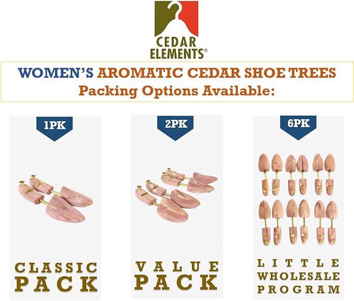 Cedar Elements Women’s Cedar Sneaker & Loafer Shoe Trees, Low Top Sport Shoe Shaper, Stretcher