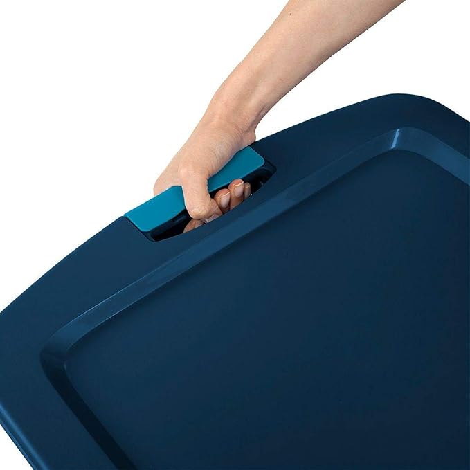 Sterilite 72 Qt./18 Gal. Latching Storage Bin with Clear Base - True Blue