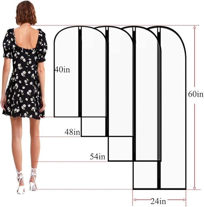 Clear Garment Bags for Hanging Clothes,48" Suit Bags for Closet Storage,12 Pack Garment Bags for Storage,Breathable Lightweight Dust Proof Cover with Study Full Zipper for Coats,Jackets