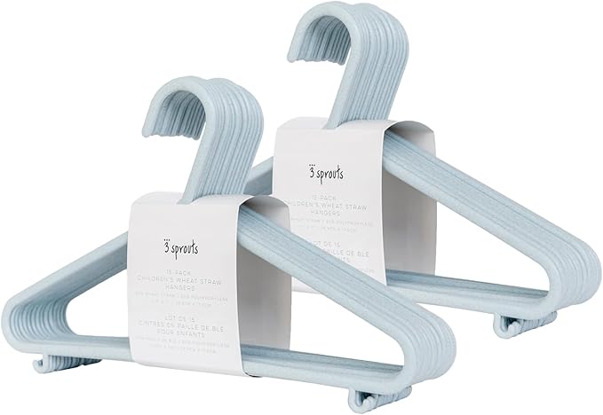 3 Sprouts Wheat Straw Plastic Hangers - 30-Pack Eco-Conscious Toddler Hangers for Child & Baby Clothes, Coats - Kid Closet Hanger Ideal for Small Girls, Boys, Children & Kids - Speckled Blue