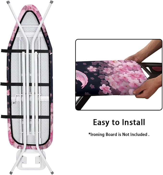 SEANATIVE Axolotl Cherry Blossom Ironing Board Cover and Pad 15x54 Inches, Aesthetic Iron Board Covers Washable Cloth Cover for Most Standard Size Board