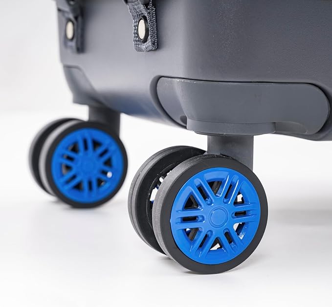 Handy Sandy All-Purpose Roller Bag – Foldable Top-Opening Tote on Wheels with Zipper Closure, 8 Spinner Wheels, Lightweight – Travel, Groceries, Laundry, Work, Everyday Hauling - Patent - Blue