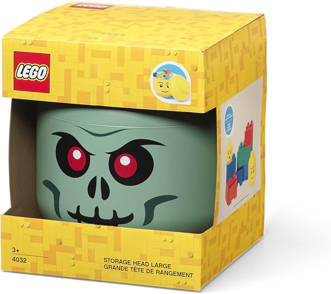 LEGO Iconic Storage Head Large, Stackable Storage Box, 8,5 L, Sand Green, Green Skeleton…