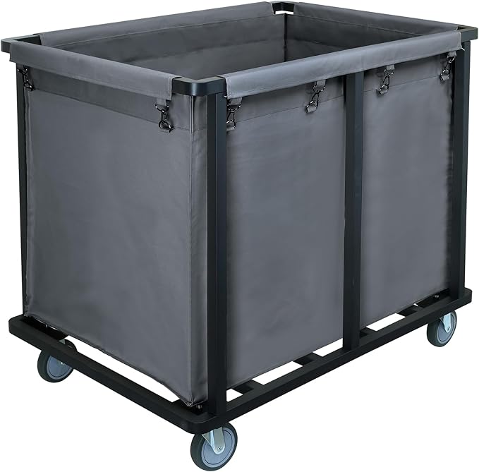 Commercial Laundry Cart with Wheels,600 lbs Commercial Laundry Hamper with Steel Frame and Oxford Cloth Bag,Industrial Laundry Cart for Hotel,Laundry Room 400L(Gray)