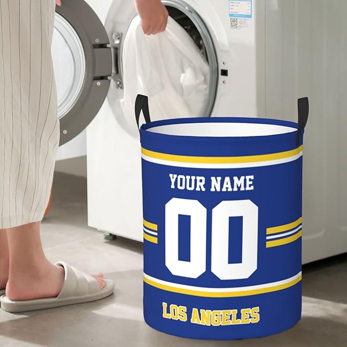 Los Angeles Laundry Hamper Personalized Laundry Basket Customized Name And Number Collapsible Storage Basket for Bedroom Bathroom Living Room Gifts