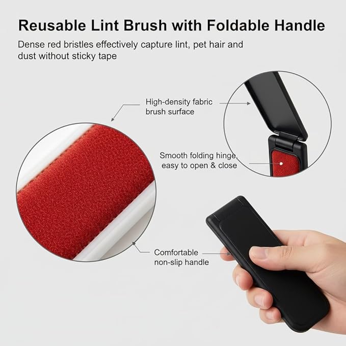 4Pcs Reusable Velvet Lint Brush for Clothes, Portable Travel Lint Remover, Static Electricity Lint Brush for Pet Hair, Dust, Fluff on Furniture and Car Seats (Black & White)