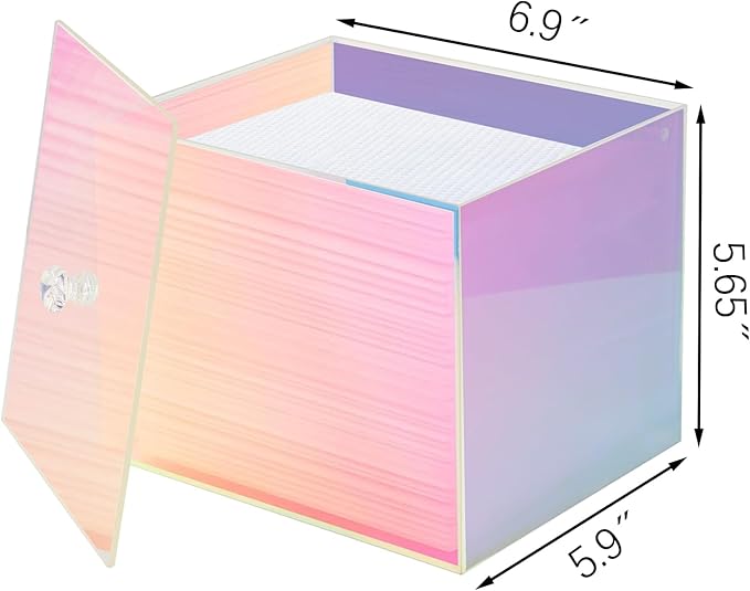Weiai Face Towel Box, Acrylic Facial Disposable Towelettes Holder Container for XL Face Towels and Protects from Dust, Rainbow