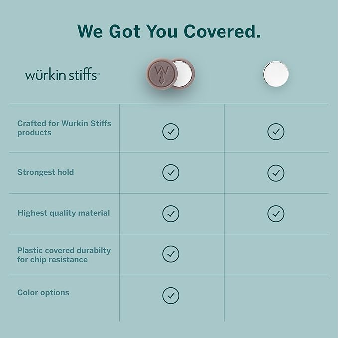 Würkin Stiffs Magnetic Power Buttons Pack of 8 | Magnets for Collar Stays in Storage Case | As Seen on Shark Tank