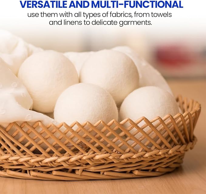 Unique Craft Wool Dryer Balls 6-Pack XL, Premium Organic Fabric Softener, Chemical-Free, Hypoallergenic, Hand-Felted, Reusable, Reduces Wrinkles & Drying Time, Eco-Friendly Alternative to Sheets
