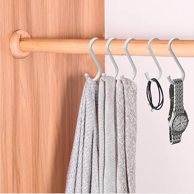 GAViA 20 Pack S Hooks - White Heavy Duty S Shaped Hangers - Pan Pot Holder Rack for Hanging Pans Pots Cups Clothes Bags Towels Plants - Kitchen Bathroom Garden Office