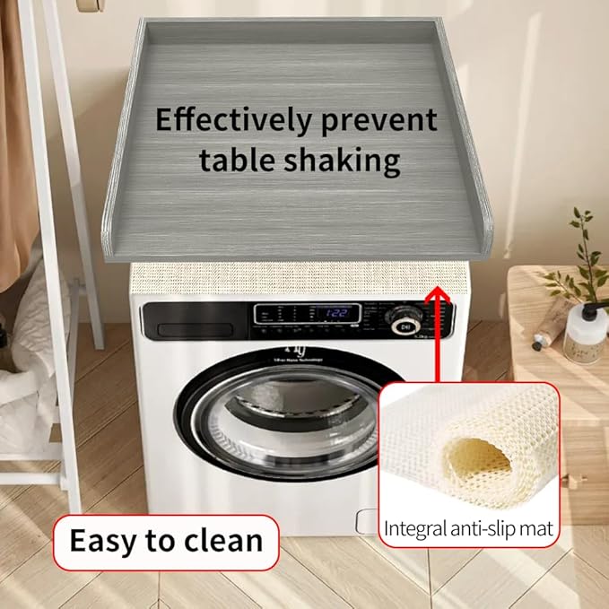 Washer Dryer Countertop Only, 27.5" x 27.5" Laundry Room Countertop for Folding, Washer and Dryer Countertop Single with Non-Slip Pads, Easy Install Washer and Dryer Topper with Edge Rails Gray