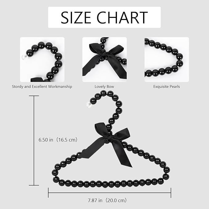 NACOCO 5pcs Hanger Dog Clothes Outfis Rack Hanger Fake Pearl Pet Costume(Black)
