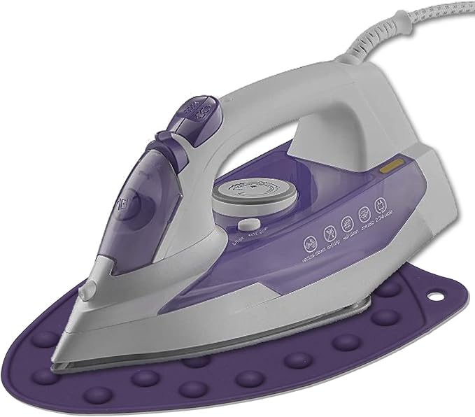 The Quilted Bear Iron Rest - Large Silicone Heat Resistant Iron Pad for General Crafts, Portable Ironing Stand for Travel and Quilting (Purple)