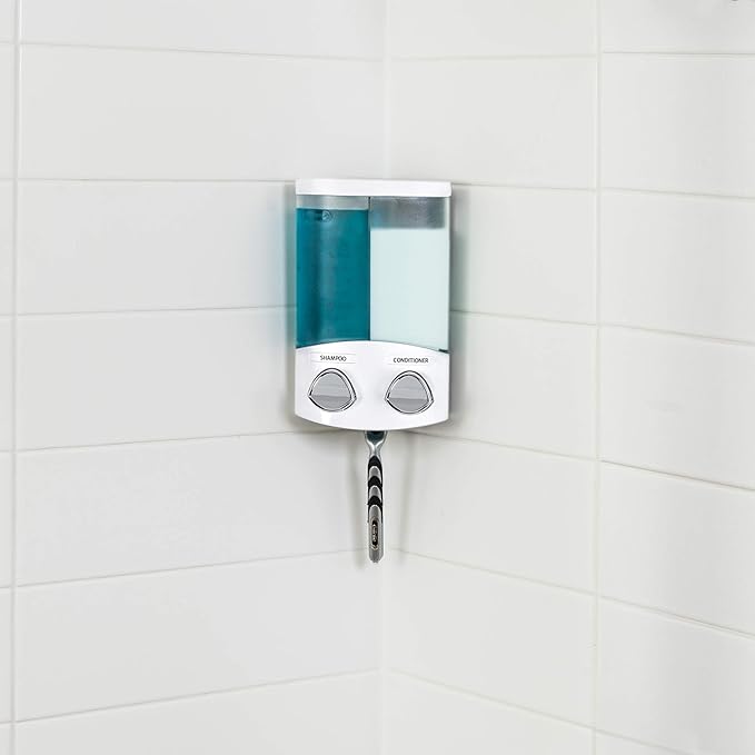 Better Living Products, White 76254-1 Euro Series 2-Chamber Soap and Shower Dispenser