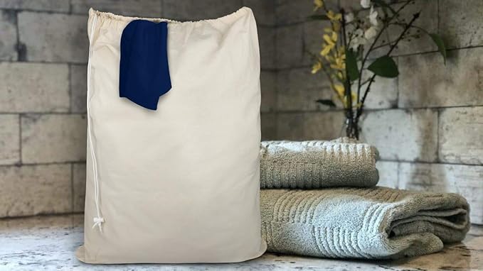 Urban Villa Laundry Bags 4-Pack 28”x36" Extra-Large Cotton Canvas Heavy Duty Washable Durable Travel Laundry Sacks with Drawstring Closure Reusable Hamper Liners for Dirty Clothes Delicates & Lingerie