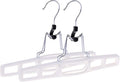 Premium Skirt Hangers 2-Pack - Thin Space-Saving Skirt Hanger Set with Clamp, Pant Hanger 2-Piece Set, Shorts Hangers with Heavy-Duty Locking Clasp, Multipurpose Quality Jean Hangers Set (White, 2)