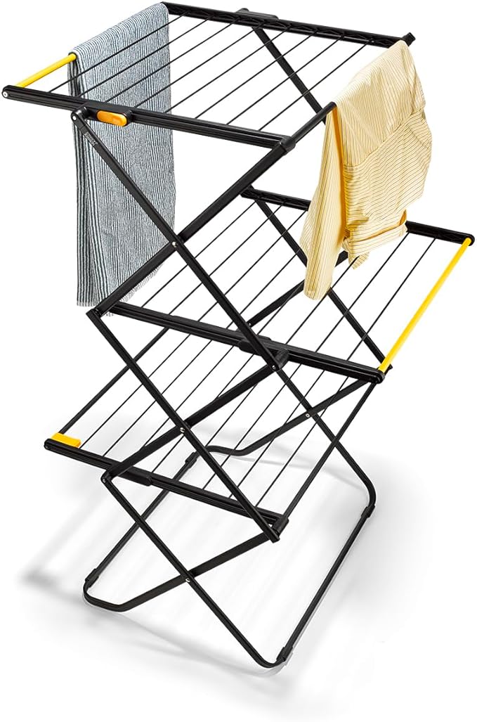 Joseph Joseph AirFrame 3-Tier Clothes Airer Drying Rack, 53 ft Capacity, Indoor/Outdoor, Stable, Foldable, Compact Storage