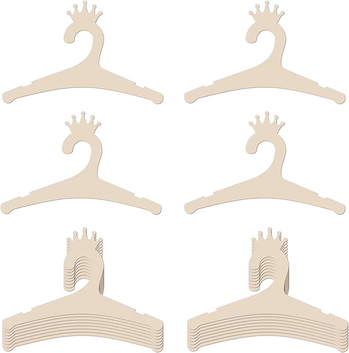 Hongma 20 Packs Wooden Baby Hangers for Baby Clothes, Cute Crown Wood Newborn Baby Girl Boy Hangers for Nursery 9 Inch Kids Toddlers Children Infant Hangers for Closet Coat Pants Clothing Storage