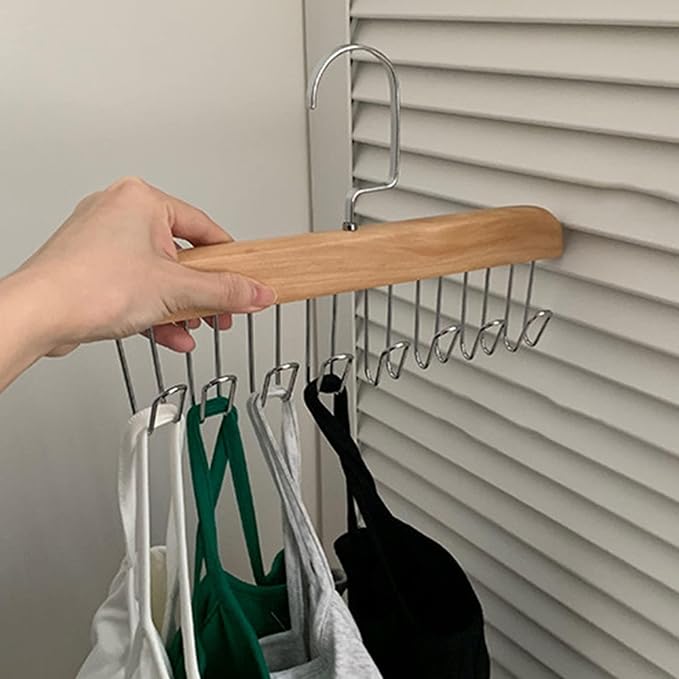 Hanger Hooks, Multi Hook Hanger Stainless Steel Closet Organization Multi Hanger with 8 Hooks Hangers Space Saver Hangers for Clothes Bra Storage (Khaki)