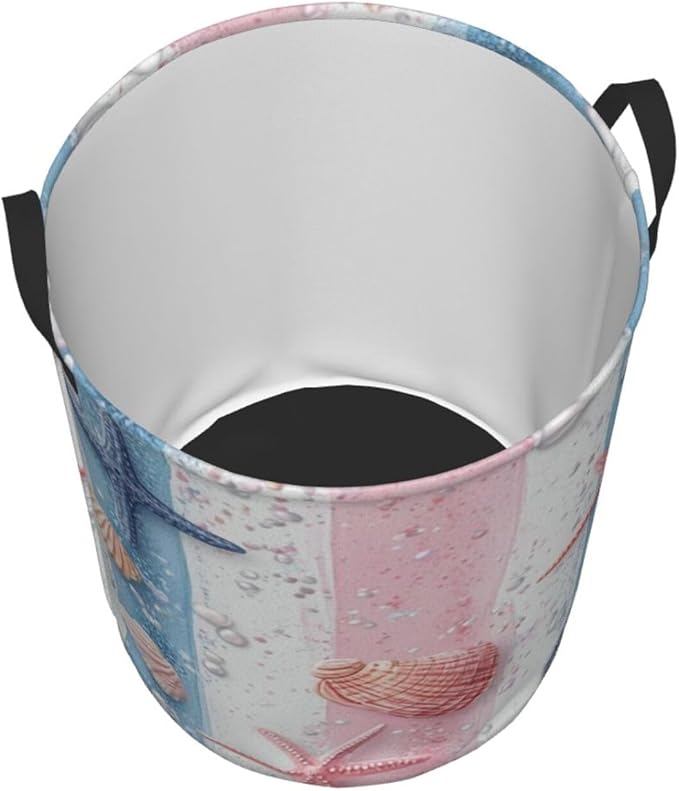 Ocean Seashell And Starfish Print Laundry Basket For Storage Bins Gift Baskets Bedroom Clothes Hamper