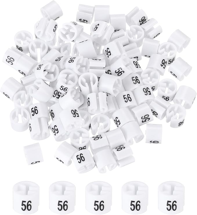 MECCANIXITY Clothes Hanger Marker Colored Hanger Sizer Garment Markers Tag (Number 56, White) for Garment Clothing Color Coding, Pack of 100 Pcs