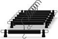 Black Wooden Hangers for Pants and Skirts - 10 Pack, Premium Quality Noise Reduction Coated Hook, Durable Two-Way Sure Grip Clips, Closet Organization, Non-Slip & Space Saving