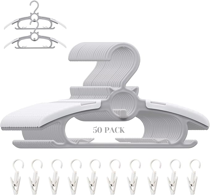 Baby Nursery Closet Hangers, Non-Slip and Extendable Laundry Infant Pant Hanger for Newborn Clothes 50pcs Grey Hangers11-14'' Adjustable Children Coat Hanger for Girl Boy Toddler Kids Child