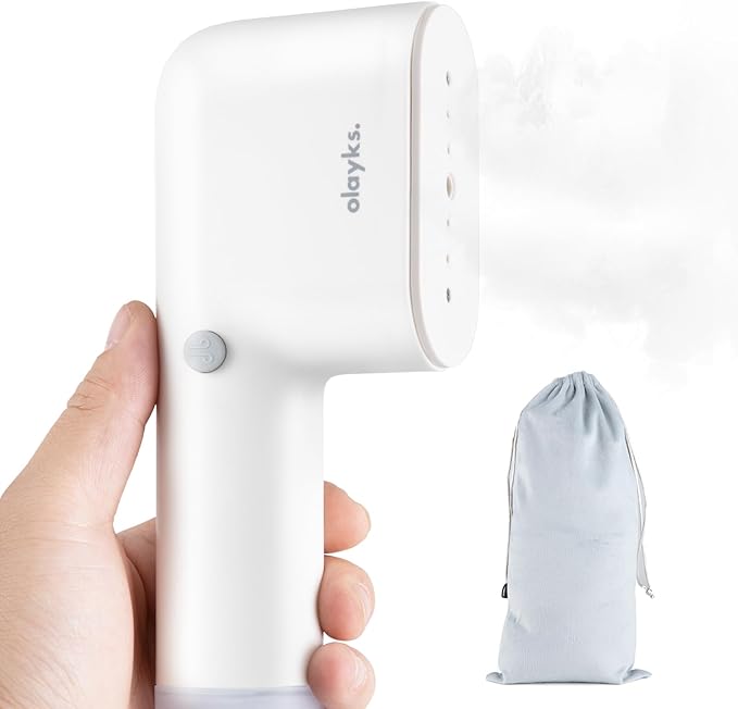 Travel Steamer for Clothes, Fashion Portable Handheld Garment Steamer for Clothes, 15S Heat Up, Min Steamer ＆ Iron 2 In 1, 1.1lbs, Fabric Wrinkle Remover for All Clothes, White,120V