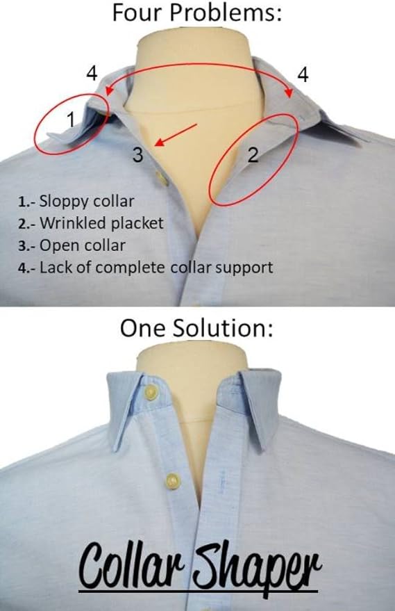 Collar Shaper | SELECT YOUR SHIRT COLLAR SIZE | THE ORIGINAL Collar Support System | Collar Stays | NOT MADE of CHEAP plastic