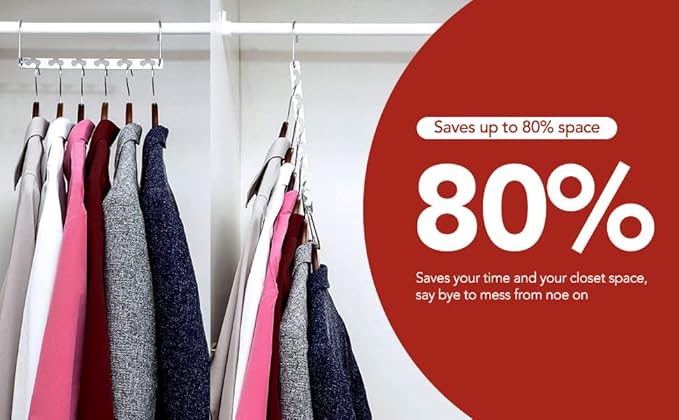 Space Saving Hangers, Shirt Hanger, Metal Hangers for Clothes, Space Saver for Hanging Clothes, Sturdy Metal Wardrobe Organizer, Pack of 10