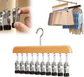 Closet Organizer with 10 Clips, Legging Organizer for Closet, Leggings, Jeans, Hats, Shorts, Socks, 360° Rotating Space Saving Hanging Clothes (Brown 10 Clips, 1Pcs)