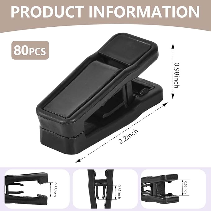 80 Pcs Plastic Baby Hanger Clips Slim-line Finger Clips Set for Clothes Hanger Velvet Hanger (Black)