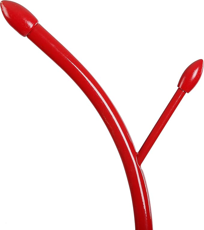 Versa Swindon Minimalist Style Coat Rack, with 9 hooks for clothing or bags for the Hall, Measurements (H x L x W) 185 x 32 x 32 cm, Metal, Colour Red