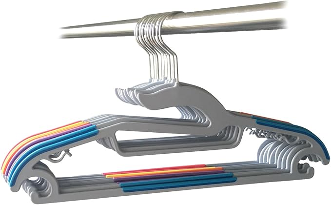 P3500M 30 Pack Light-Weight Non-Slip Durable Clothes Plastic Hangers Perfect for Pants, Dress, Jacket, Underwear and Shirt, 5 Mixed 01, 5 Mixed Color 01