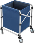 Commercial Laundry Cart, Laundry Basket with 360° Swivel Casters, Folding Laundry Cart Hamper on Wheels Heavy Duty Steel Frame 220 lbs Capacity Large Rolling Laundry Baskets Trucks (Blue)