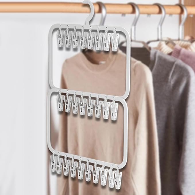 Hanging Clothes Rack, Underwear Hanger for Scarves, Hats, Towels, Bras, Double Layer