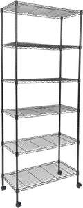 Whitmor 6 Tier Storage Shelves, Heavy Duty with Wheels, 400 lbs Capacity per Shelf, Max 2400 lbs Total, Adjustable Storage Units for Garage, Laundry, Plant, 30" L x 14" W x 70" H, Black