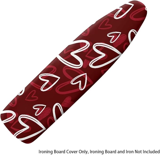 Red Heart 15x54 Ironing Board Cover Elastic Edge Romantic Iron Board Cover Applicable Standard Size Comfortable Replacement for Valentines Day