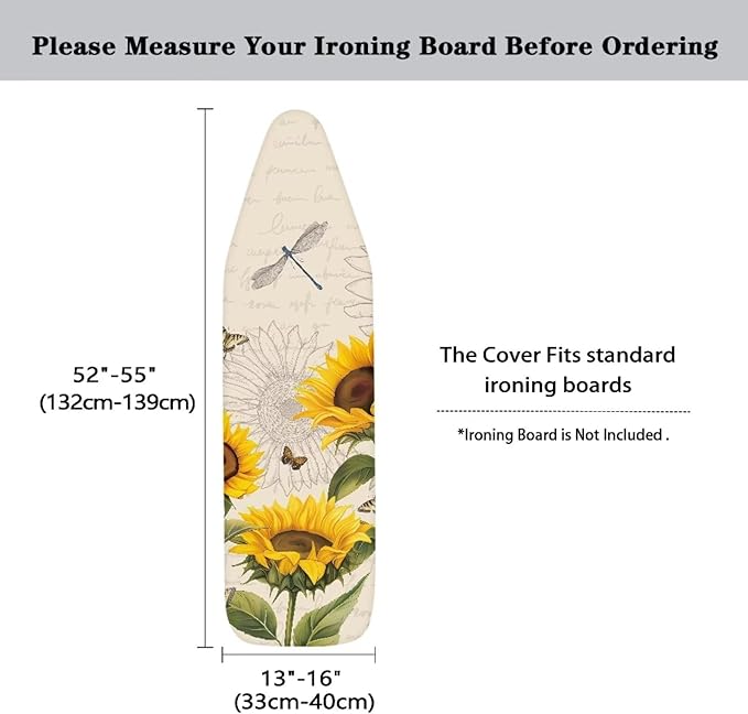 Flashideas Sunflower Dragonfly Ironing Board Cover Universal Stretchy Stain Reisstant Cover for Ironing Board with Adjustable Straps Ironing Board Accessories