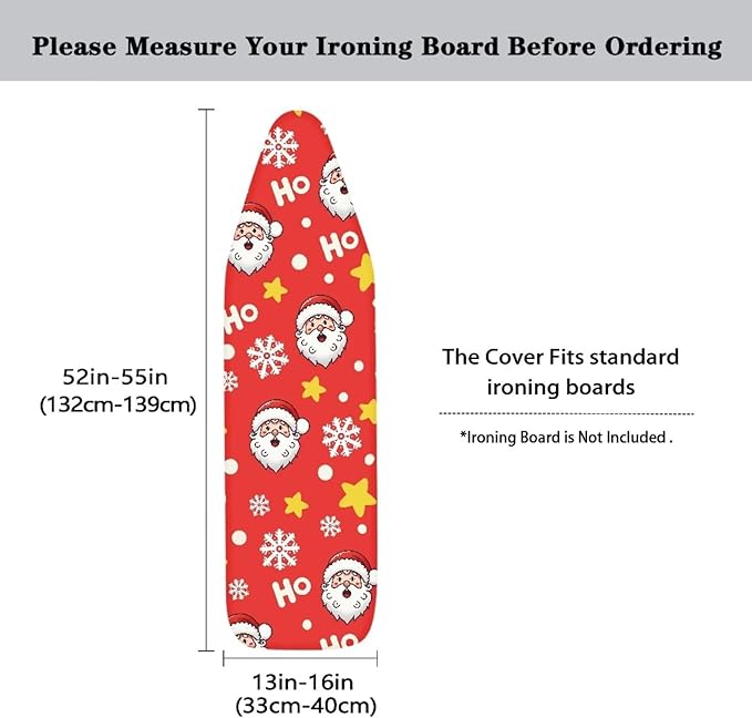 Santa Claus Snowflake Heat Reflective Ironing Board Cover Stain Resistant & Durable Fabric Ironing Covers Fitted 15 x 54 Ironing Boards Halloween Spooky Horror Decoration