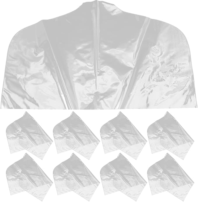 GLEAVI 10-Pack Clear Garment Shoulder Covers: 0.18mm Heavy Duty PVC Clothes Dust Protectors, 20"x14" Half-Length Closet Storage Bags for Suits, Jackets & Shirts