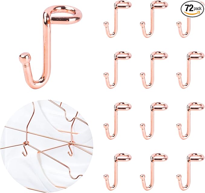 Clothes Hanger 72Pcs Connector Hooks Stable Hanger Rose Gold Metal Outfit Hangers Extender Clips Mini Cascading Hanger Hooks